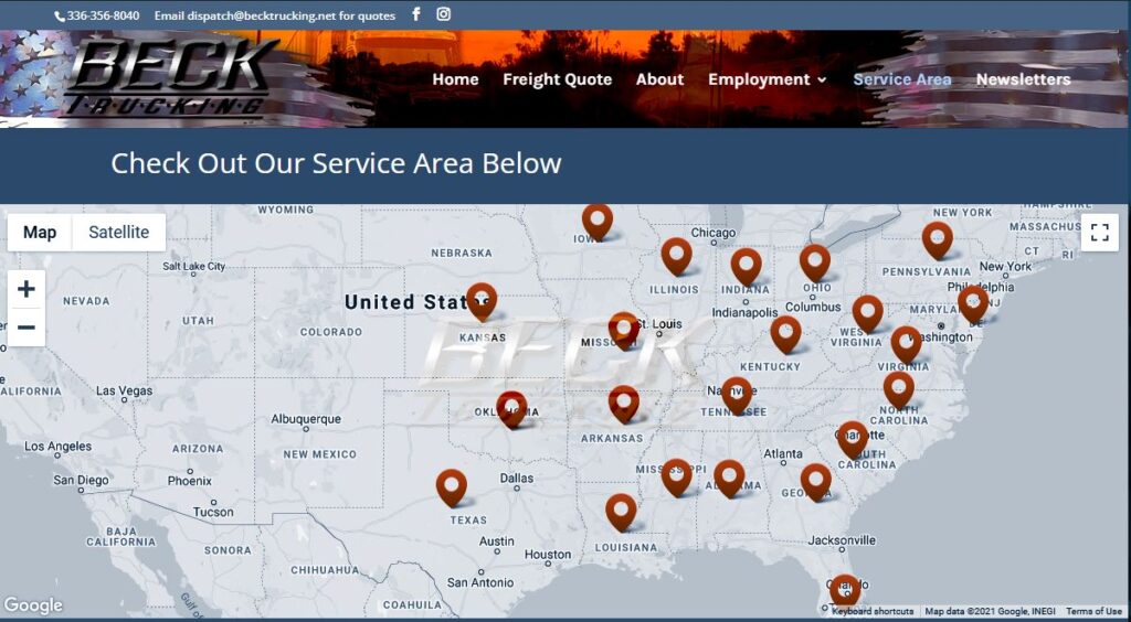 Small local business website benefit: Show your service area.